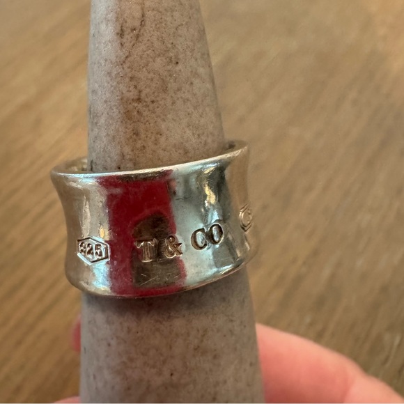 Tiffany & Co Sterling Silver Wide Concave Band Ring Sz 8